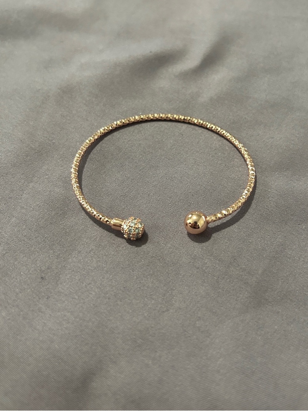 Rose Gold Open Cuff Bracelet with Pavé Ball Accent